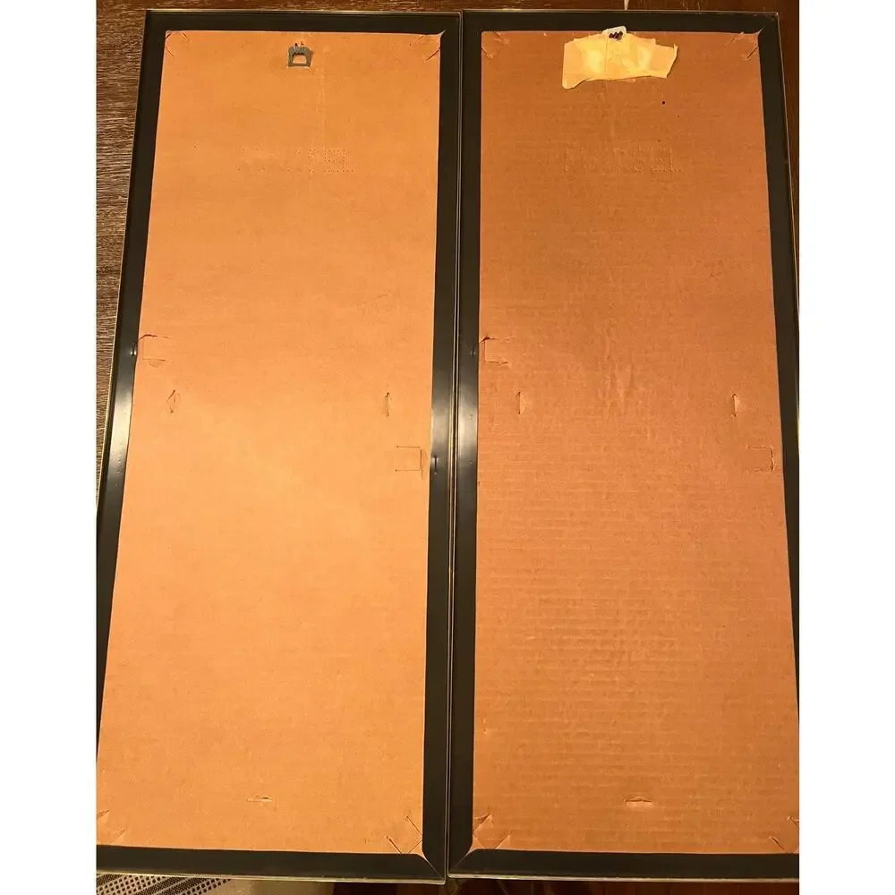 Vtg PAIR Hollywood Regency MCM Gold Framed Mirror 11x28” ‘80s Marsel #414